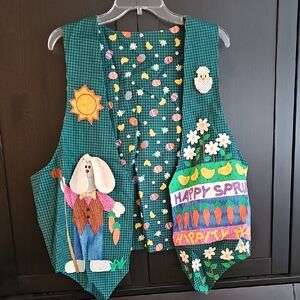Green Easter Themed Vest with Bunny and Chick Designs